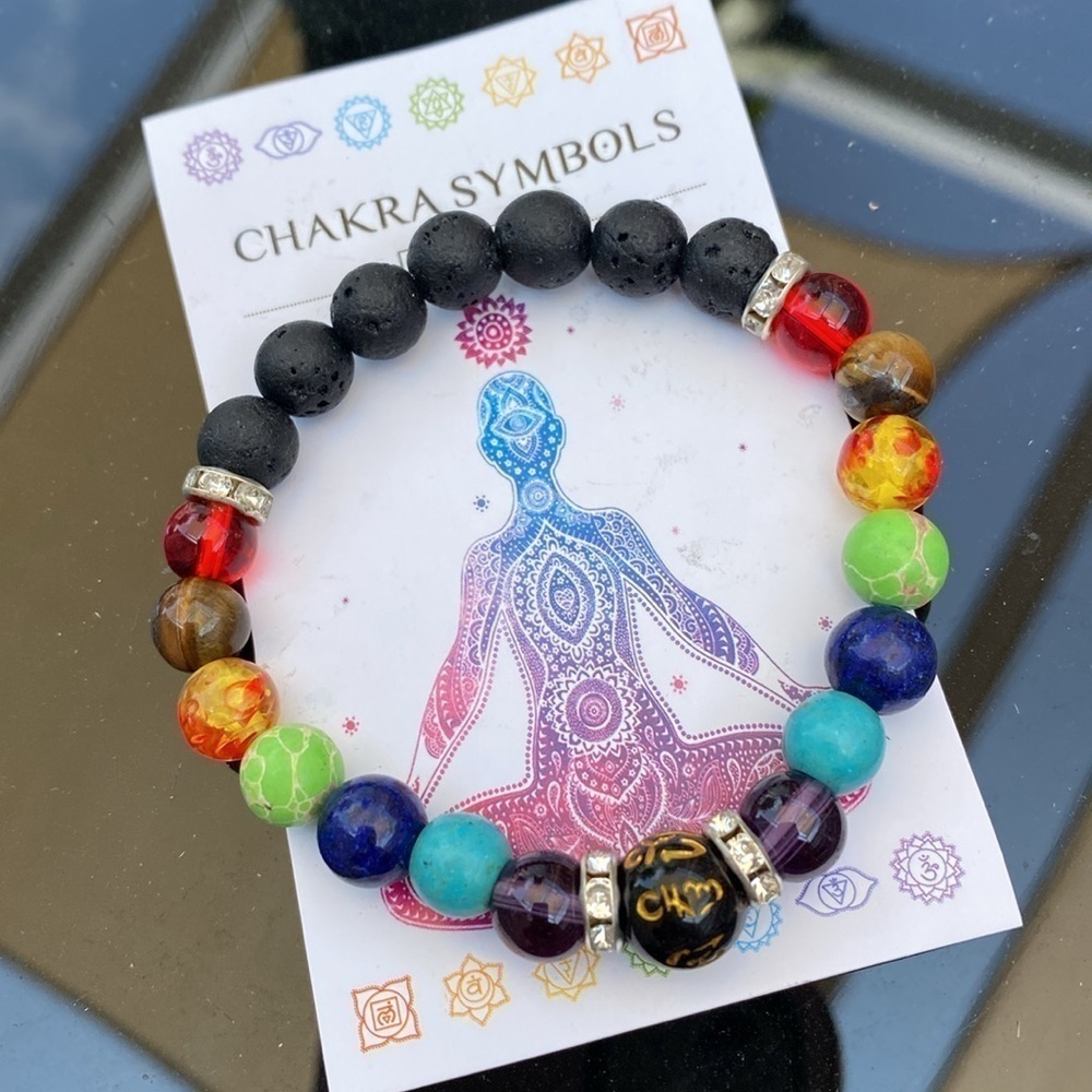 🌙AROMATHERAPY oil diffuser bracelet w CHAKRA boho/zen meditation vibe - Picture 3 of 9